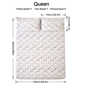 4pcs ultra-soft 85g brushed printed sheets and pillowcases, machine washable, suitable for all seasons