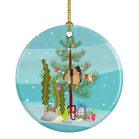 Tiger Barb Merry Christmas Ceramic Ornament Christmas Tree Hanging Decorations for Home Christmas Holiday, Party, Gift, 3 in, Multicolor