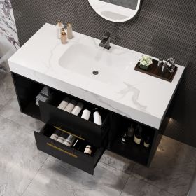 39.4" Bathroom Vanities with Ceramic Sink,Floating Bathroom Vanity,Wall Mounted Storage Cabinet with 2 Drawers and 2 Storage Spaces
